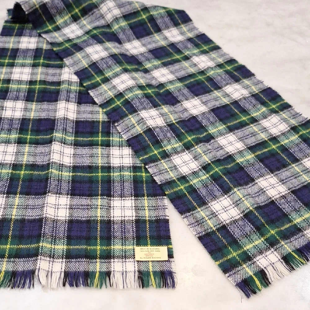 Gorden Dress Blue Green 100% Pure New Wool Plaid Wrap Scarf Tartan RL Vibes‎